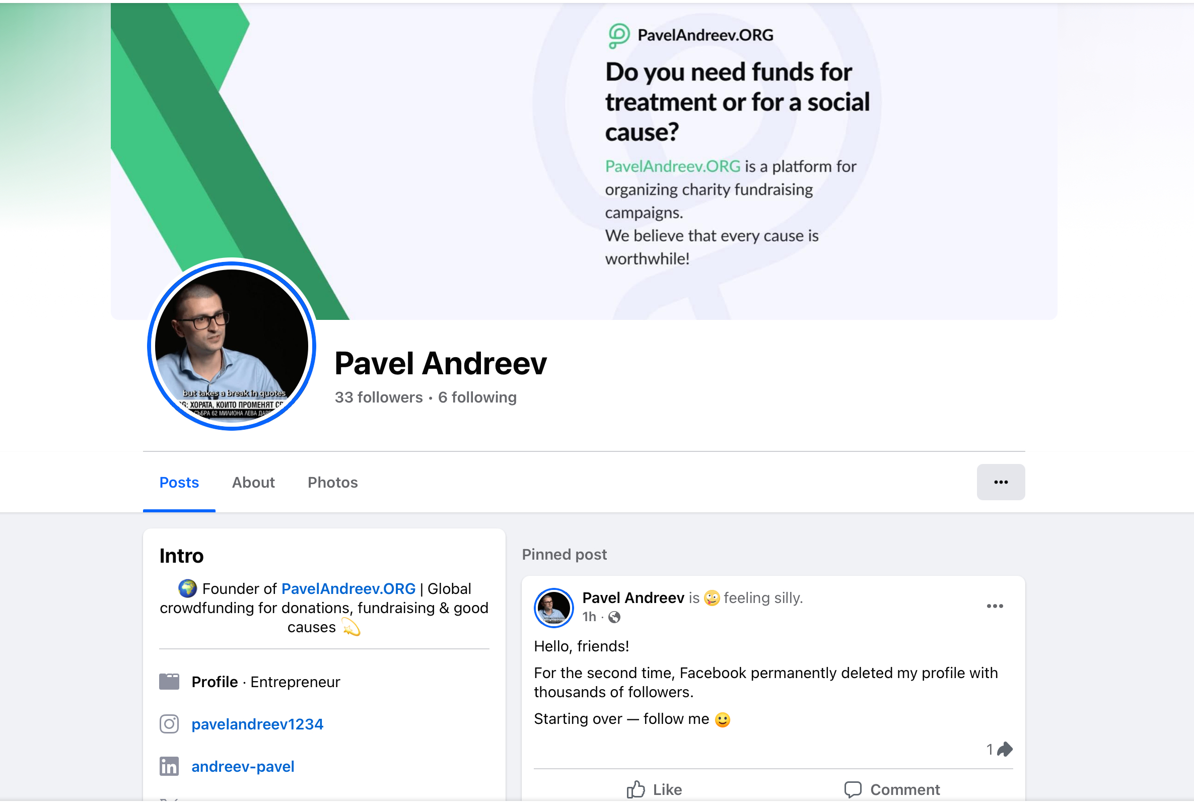 Aktualności platformy - Facebook deleted Pavel Andreev’s profile Aktualności platformy - Facebook deleted Pavel Andreev’s profile