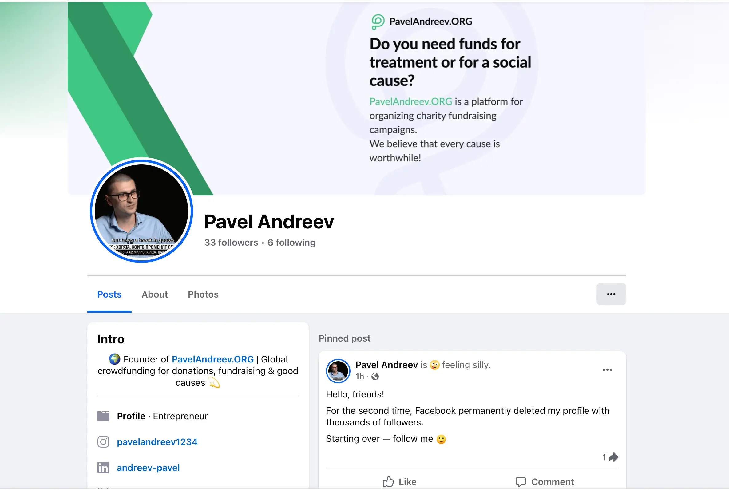News about the platform - Facebook deleted Pavel Andreev’s profile