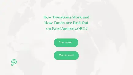 Global map representing the international community of donors and fundraising campaigns connected through PavelAndreev.ORG