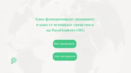 Глобална карта која ја прикажува заедницата на донатори и кампањи на платформата PavelAndreev.ORG