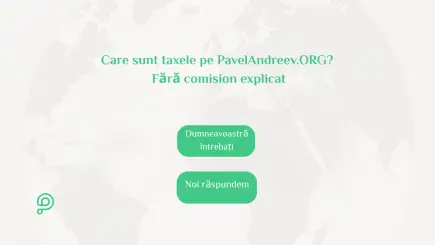 Imagine explicativă despre taxele PavelAndreev.ORG, evidențiind lipsa comisionului și diferențele între metodele de plată