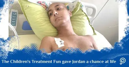Yordan lies in a hospital bed during treatment for a rare form of leukemia at a specialist hospital abroad.