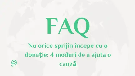 Infografic și titlu care ilustrează 4 moduri de a sprijini o cauză caritabilă fără donații financiare pe PavelAndreev.ORG