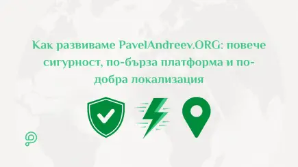 Развитие на PavelAndreev.ORG с фокус върху сигурността, методите за плащане, езиковата поддръжка, локализацията и по-лесното управление на кампании.